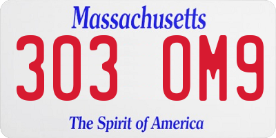 MA license plate 303OM9