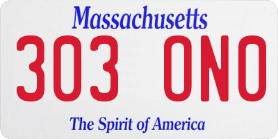 MA license plate 303ON0
