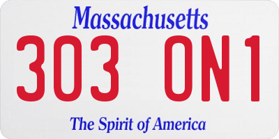 MA license plate 303ON1