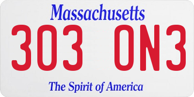 MA license plate 303ON3