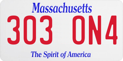 MA license plate 303ON4