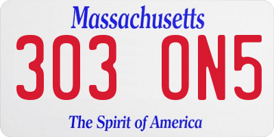 MA license plate 303ON5