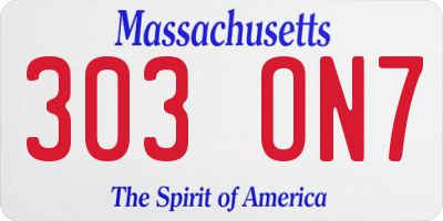 MA license plate 303ON7