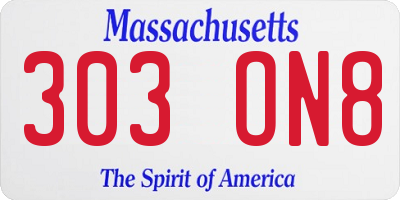 MA license plate 303ON8
