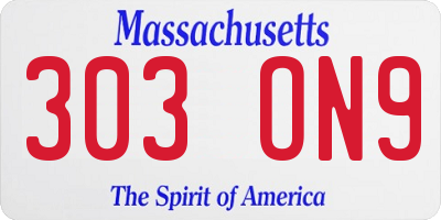 MA license plate 303ON9