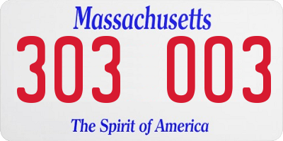 MA license plate 303OO3