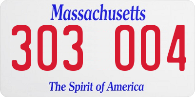 MA license plate 303OO4