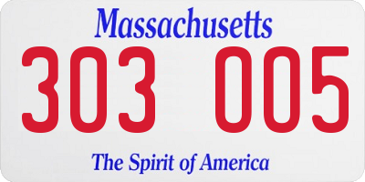 MA license plate 303OO5