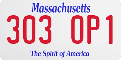 MA license plate 303OP1