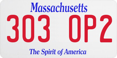 MA license plate 303OP2