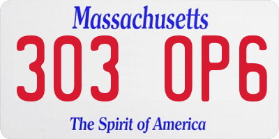 MA license plate 303OP6