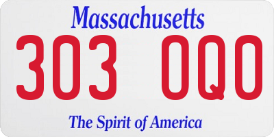 MA license plate 303OQ0