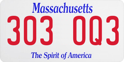MA license plate 303OQ3