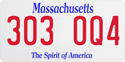 MA license plate 303OQ4