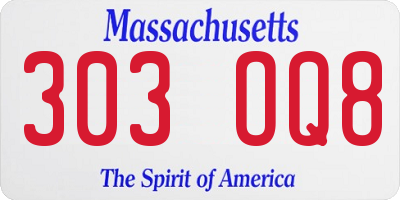 MA license plate 303OQ8