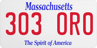 MA license plate 303OR0