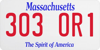 MA license plate 303OR1