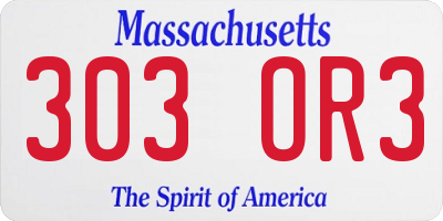 MA license plate 303OR3