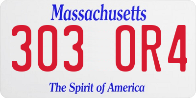 MA license plate 303OR4