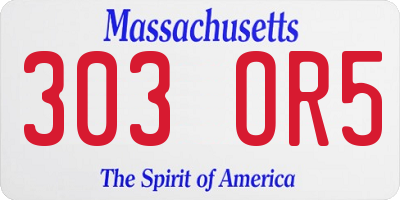 MA license plate 303OR5