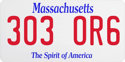 MA license plate 303OR6