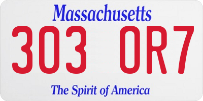MA license plate 303OR7