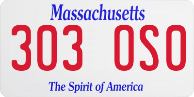 MA license plate 303OS0