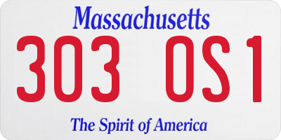 MA license plate 303OS1