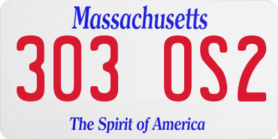 MA license plate 303OS2