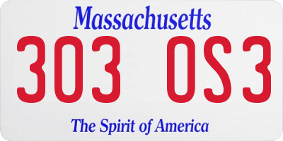 MA license plate 303OS3