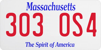 MA license plate 303OS4