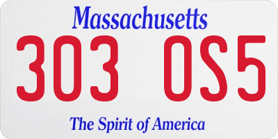 MA license plate 303OS5
