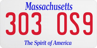 MA license plate 303OS9
