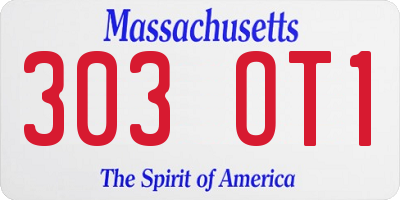 MA license plate 303OT1