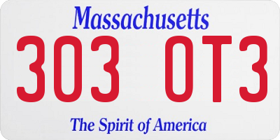 MA license plate 303OT3