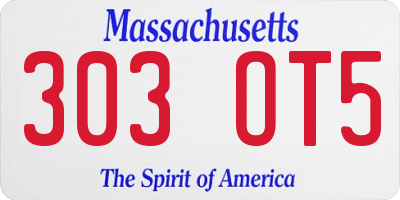 MA license plate 303OT5