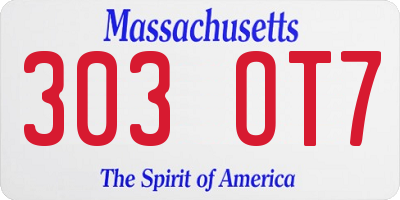 MA license plate 303OT7