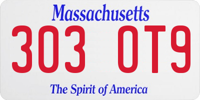 MA license plate 303OT9