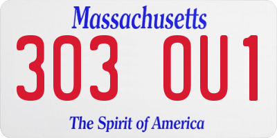 MA license plate 303OU1