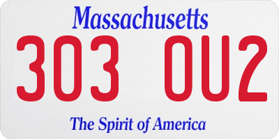 MA license plate 303OU2