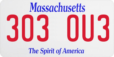 MA license plate 303OU3