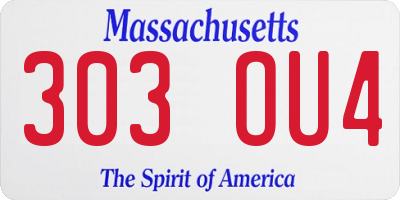 MA license plate 303OU4
