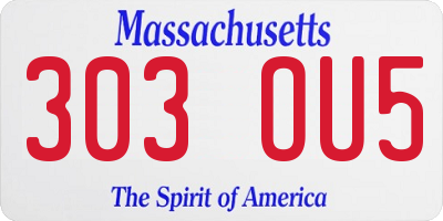 MA license plate 303OU5