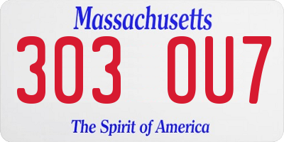MA license plate 303OU7