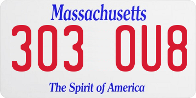 MA license plate 303OU8