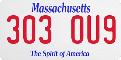 MA license plate 303OU9