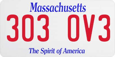 MA license plate 303OV3