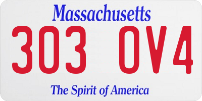 MA license plate 303OV4