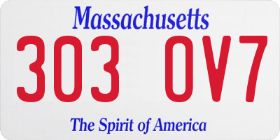 MA license plate 303OV7