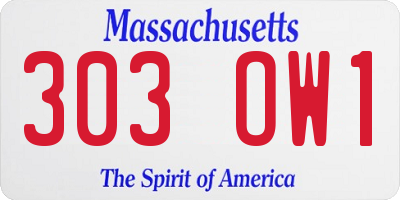 MA license plate 303OW1